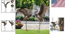 Load image into Gallery viewer, Freestanding Metal Crane Statues - Realistic Garden Art for Outdoor Elegance