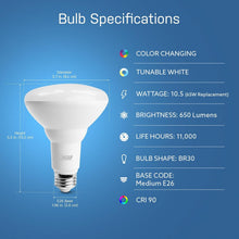 Load image into Gallery viewer, Energy-Efficient BR30 Smart LED Light Bulbs, 6-Pack with Color Changing Features