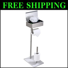 Load image into Gallery viewer, Elegant Stainless Steel Toilet Paper Stand with Hidden Wipes Storage Shelf