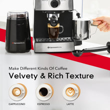 Load image into Gallery viewer, Professional Espresso Machine with Grinder &amp; Milk Frothing Cup - 7-Piece Bundle