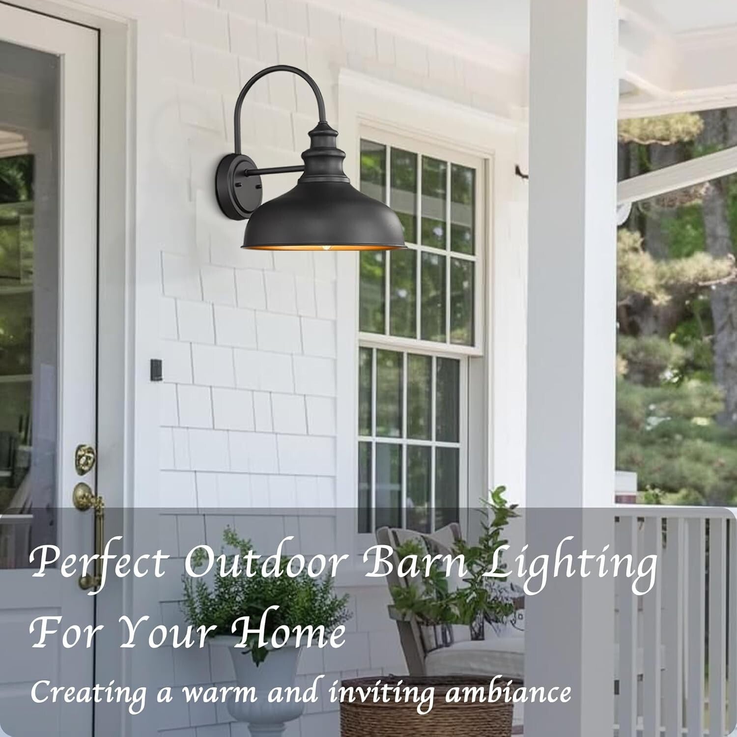Farmhouse Gooseneck Barn Light Sconce in Black - Durable Entryway Illumination
