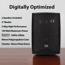 Load image into Gallery viewer, Stylish Black 4" 3-Way Speakers for Home, Pool, Patio, Garage - All Weather Use