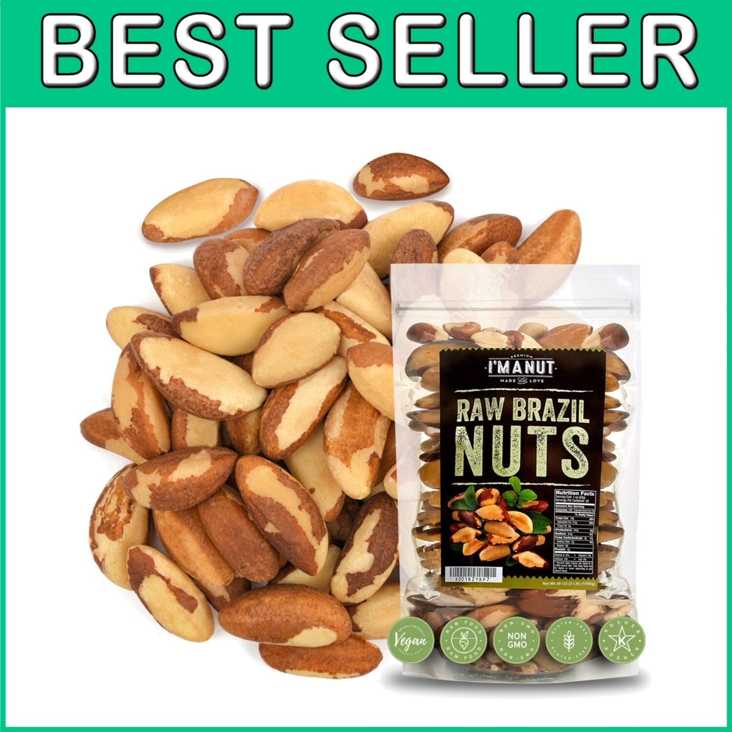Batch-Tested 48 oz Raw Brazil Nuts - Sustainably Sourced & Gluten-Free Snack