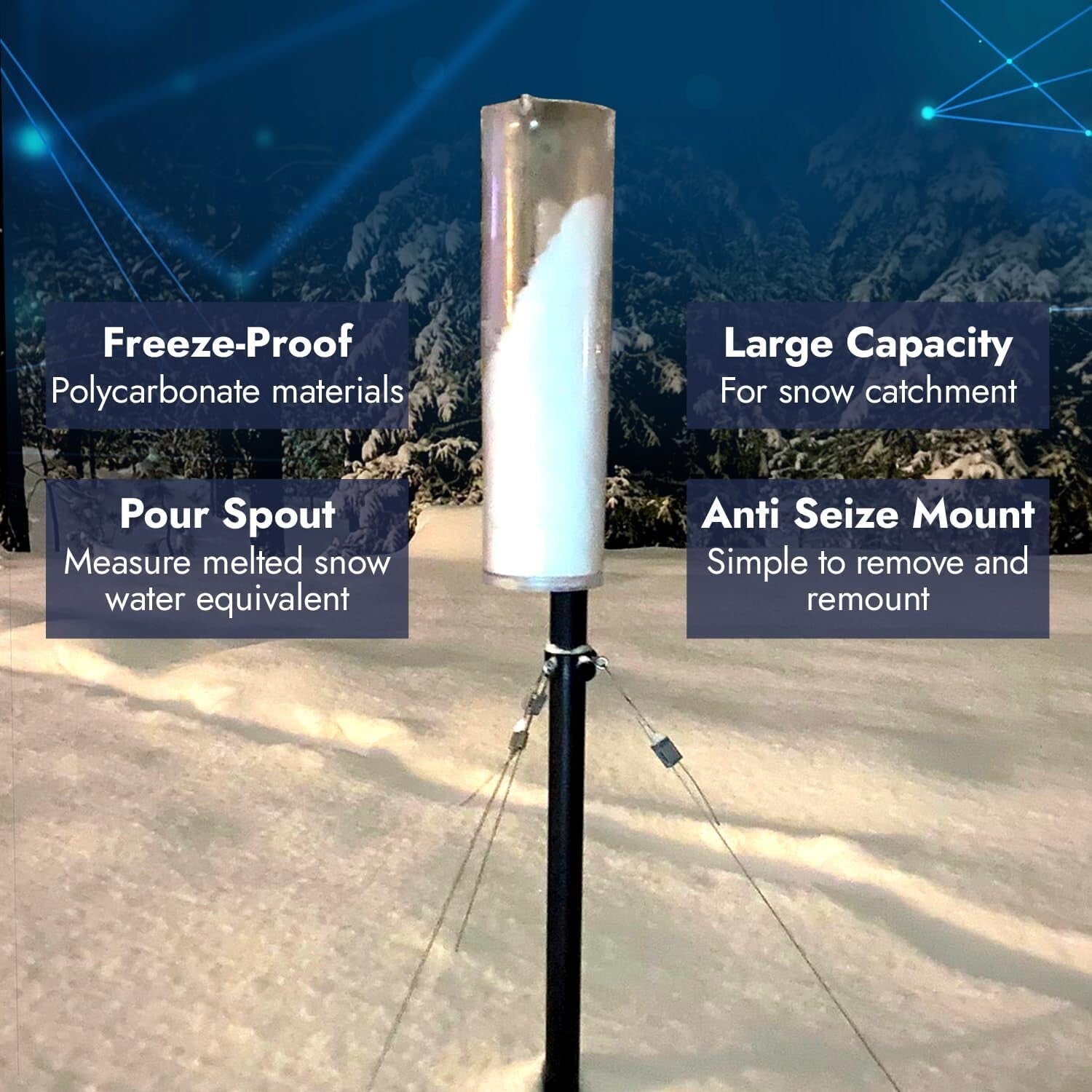 Easy-Use Professional Rain & Snow Gauge - Large 13.5” Capacity, Durable Design