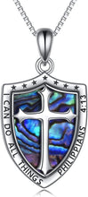 Load image into Gallery viewer, Adjustable Sterling Silver Shield Armor Cross Pendant Necklace for All Occasions