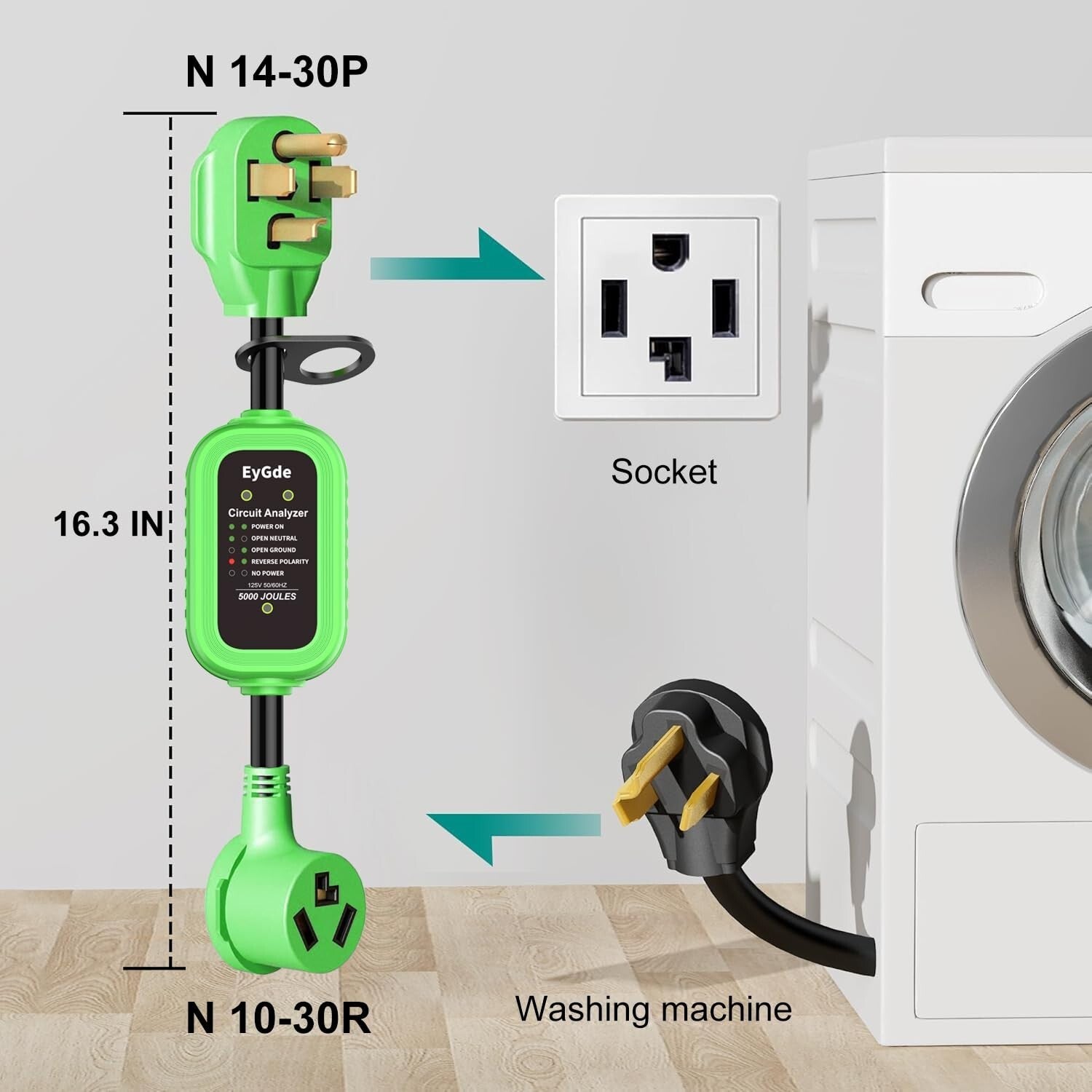 Heavy-Duty 4 to 3 Prong Dryer Adapter - Durable PVC and Copper Construction