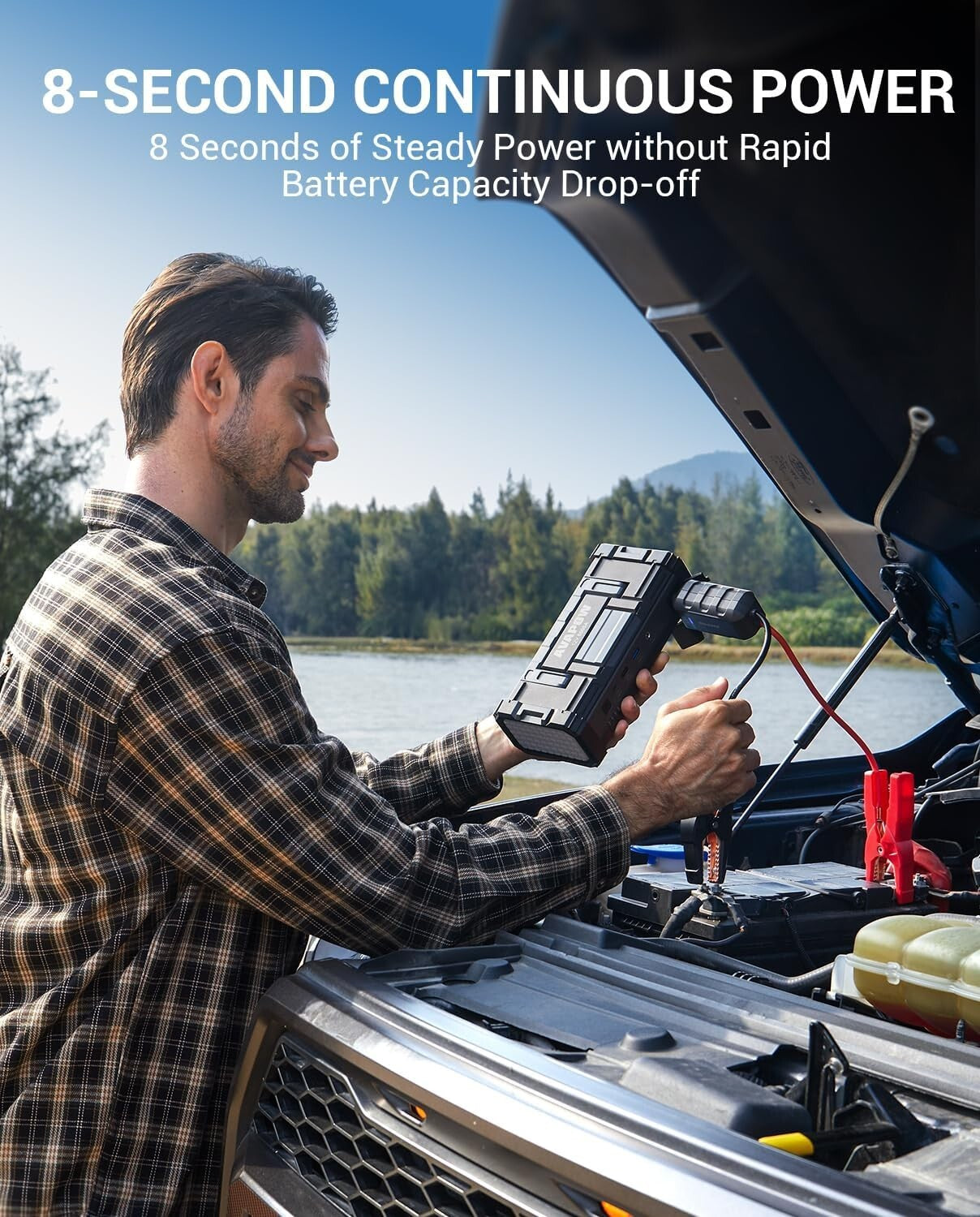 6000A Lightweight Jump Starter with USB Quick Charge & LED Light - All Vehicles