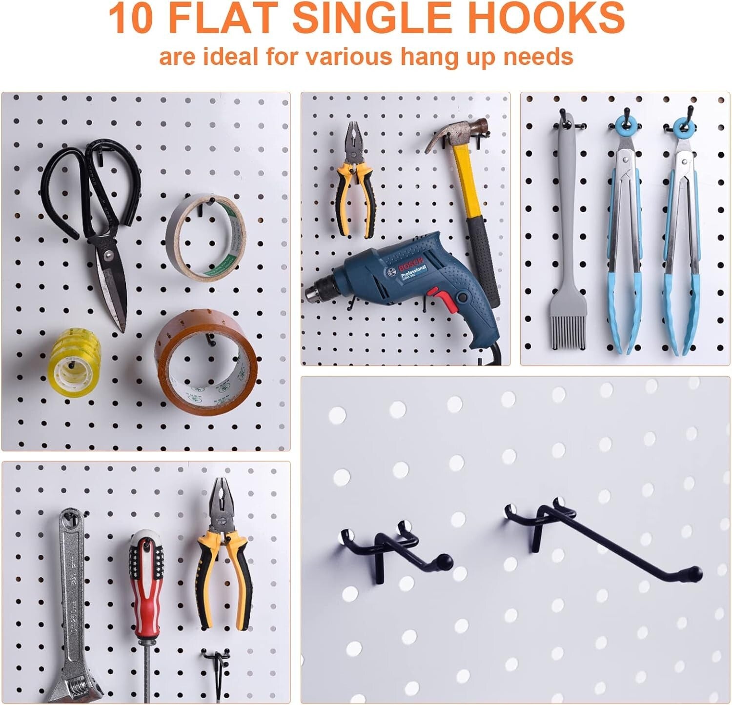 18 Pack Pegboard Hooks Assortment - Rust-Resistant, Adjustable Storage Solutions