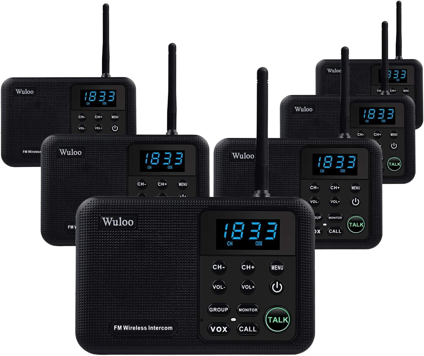 Wireless Intercom System for Home - 1 Mile Range, 6 Pack of Clear Communication