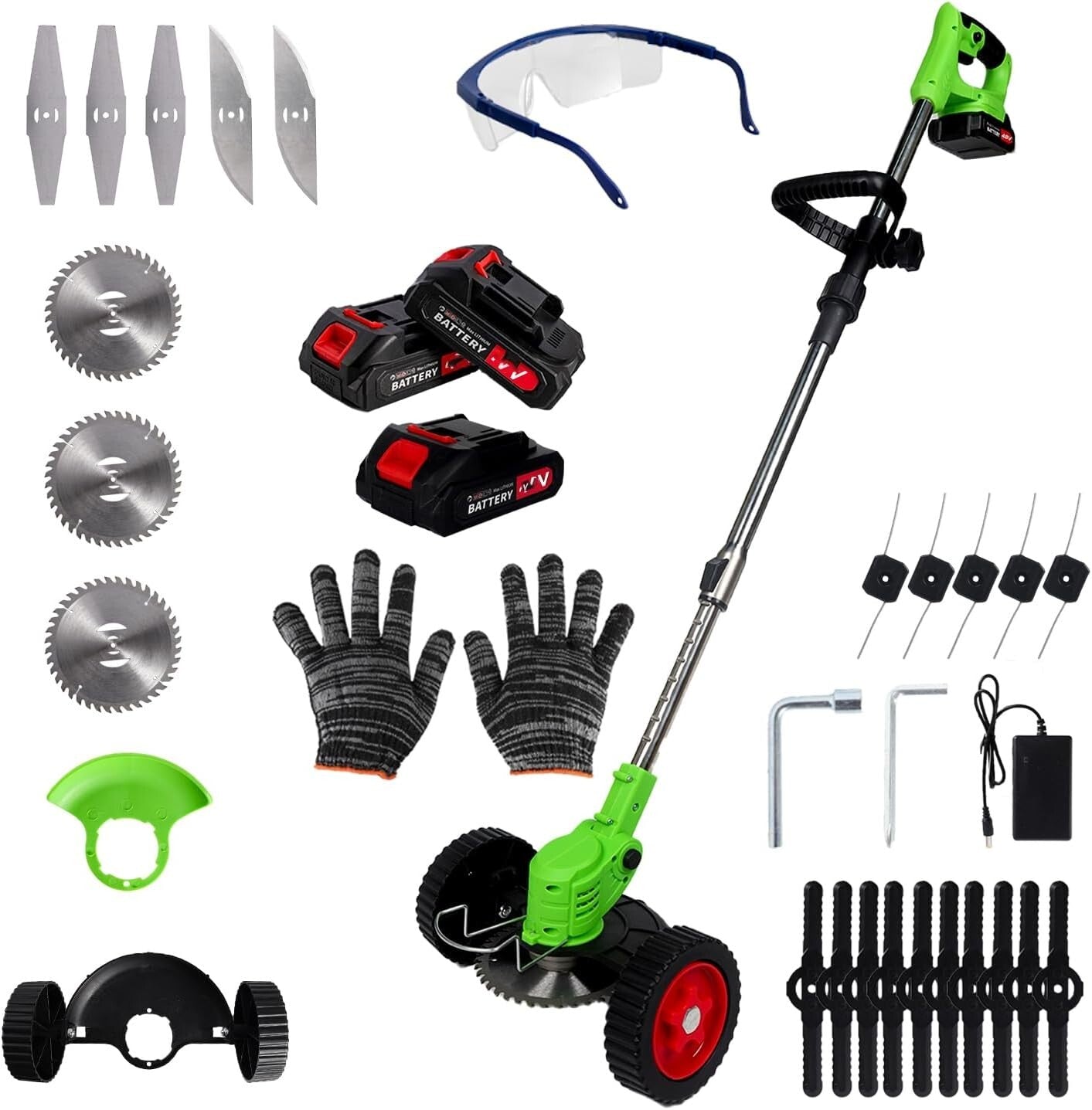 Lightweight Foldable Electric Grass Trimmer with Adjustable Height & Blades