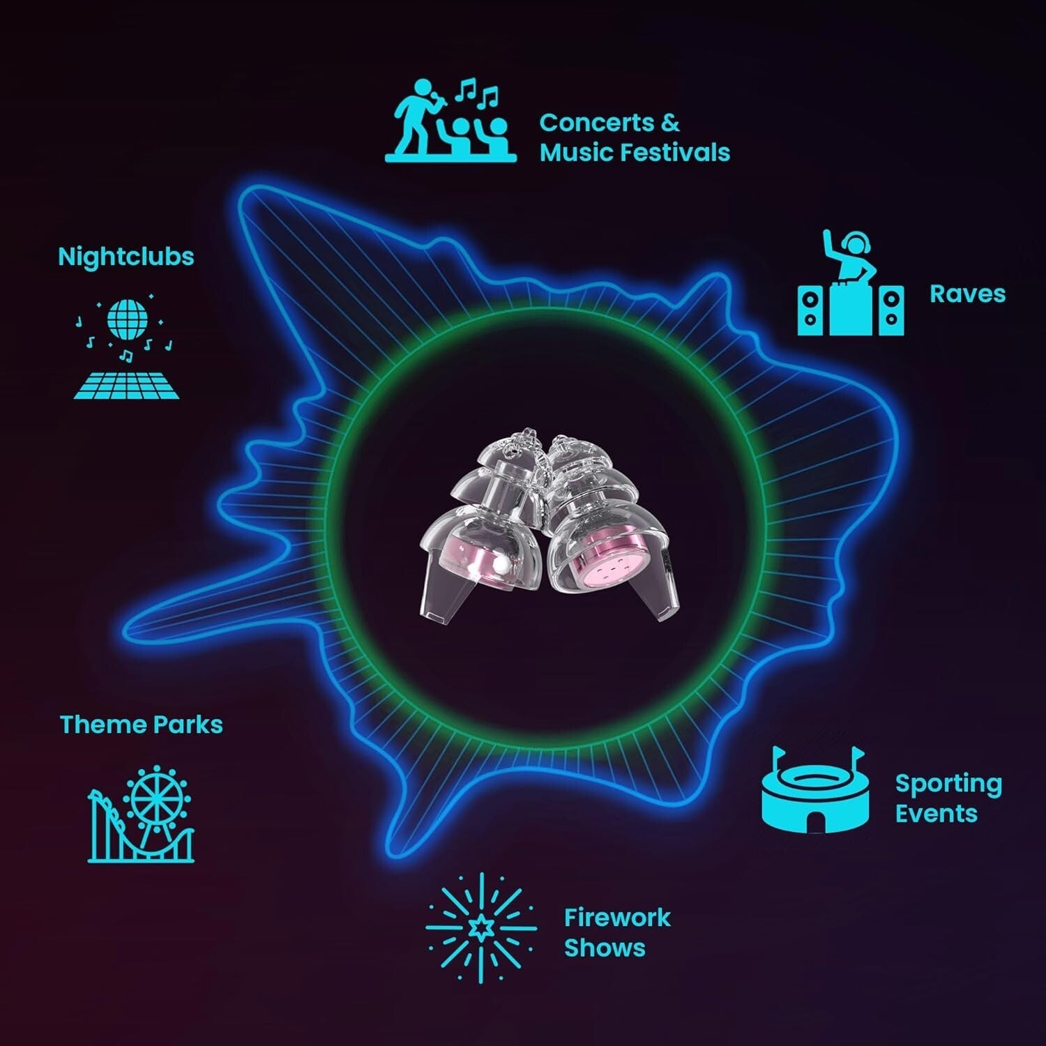 Ergonomic Silicone Earplugs with Waterproof Case - Ideal for Concerts & Sports