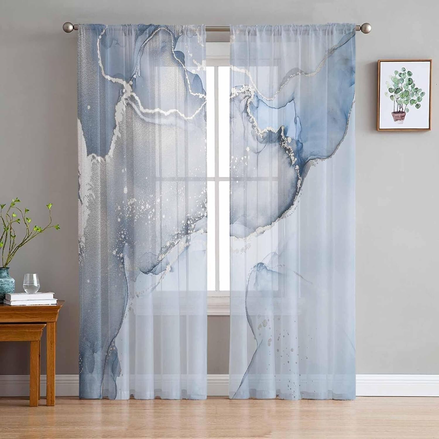 Contemporary Marble Textured Sheer Curtains – 63 Inches, Ideal for Every Room