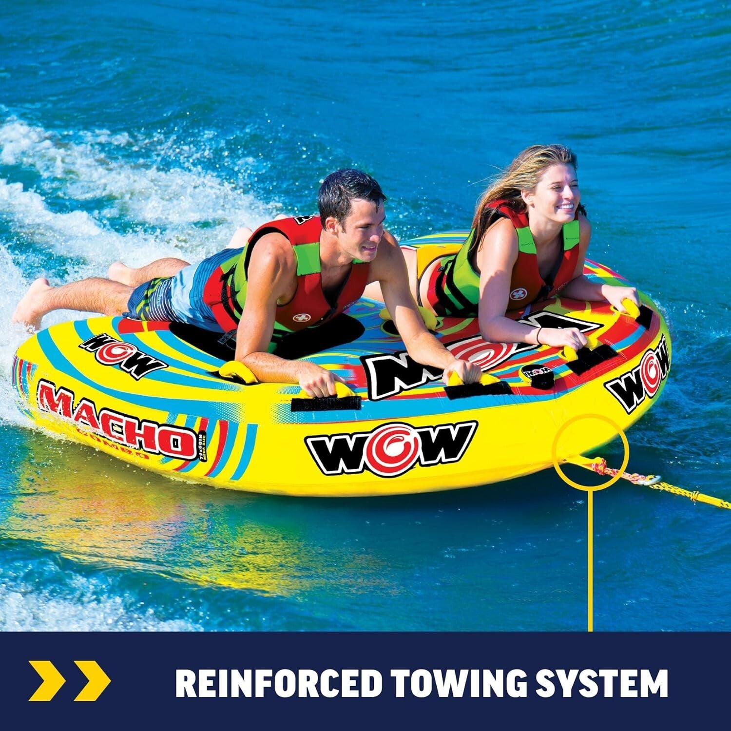 Durable 1-2 Person Towable Water Tube with UV Protection & Easy-Connect System