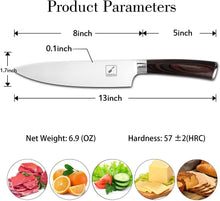 Load image into Gallery viewer, 8-Inch Japanese Chef Knife with Ergonomic Pakka Handle - Premium Gift Box Ready