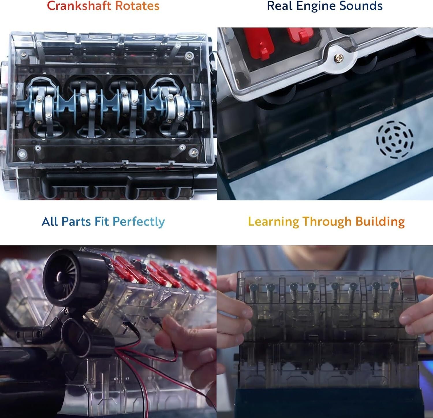 Build Your Own Working Mini V8 Engine Model Kit - 270 Parts for STEM Learning