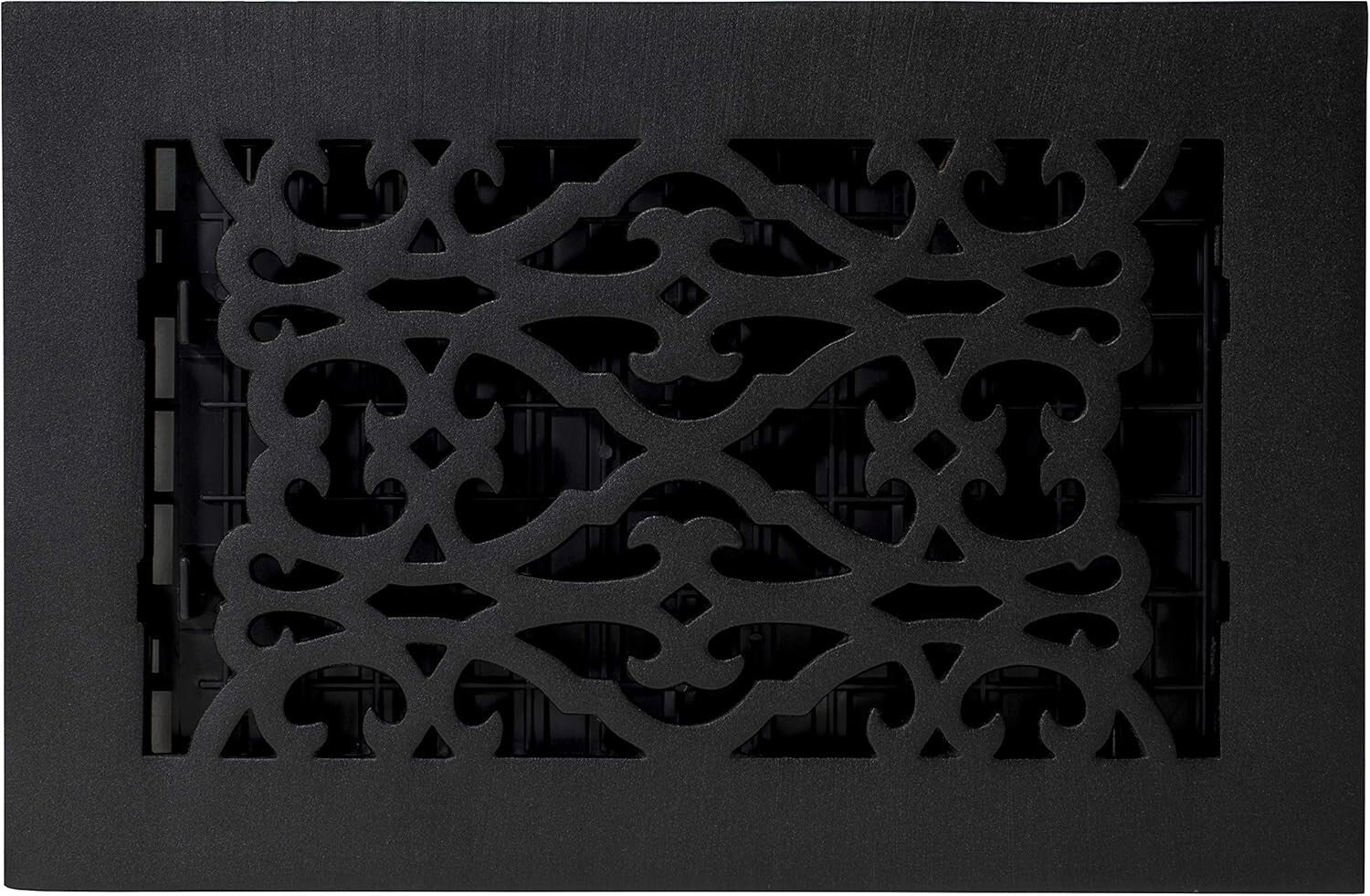Elegant Victorian Floor Register, 6x10 in Cast Iron Black for Timeless Decor