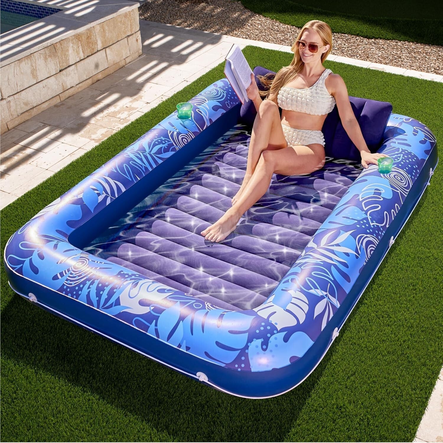 UV-Resistant Extra Large Inflatable Float with Detachable Headrest for Adults