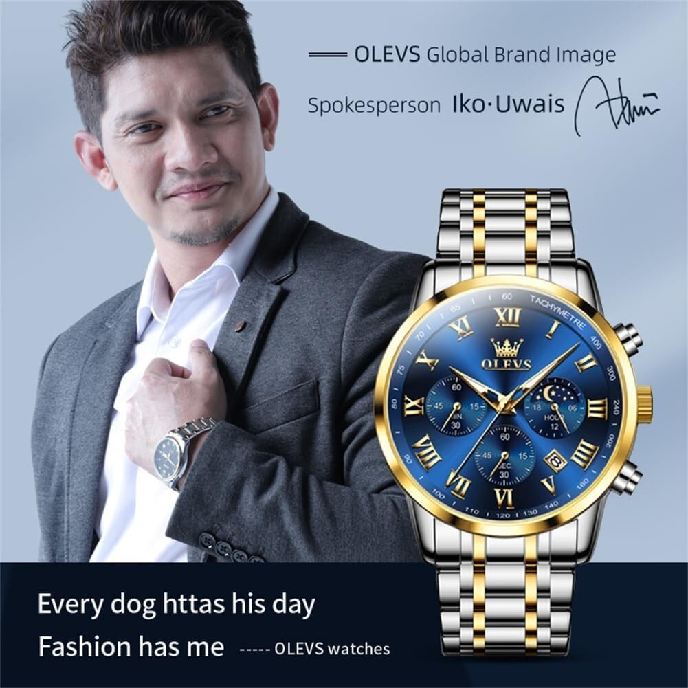 Gifts for Him: Elegant Men's Multi-Dial Chronograph Watch, Waterproof & Luminous