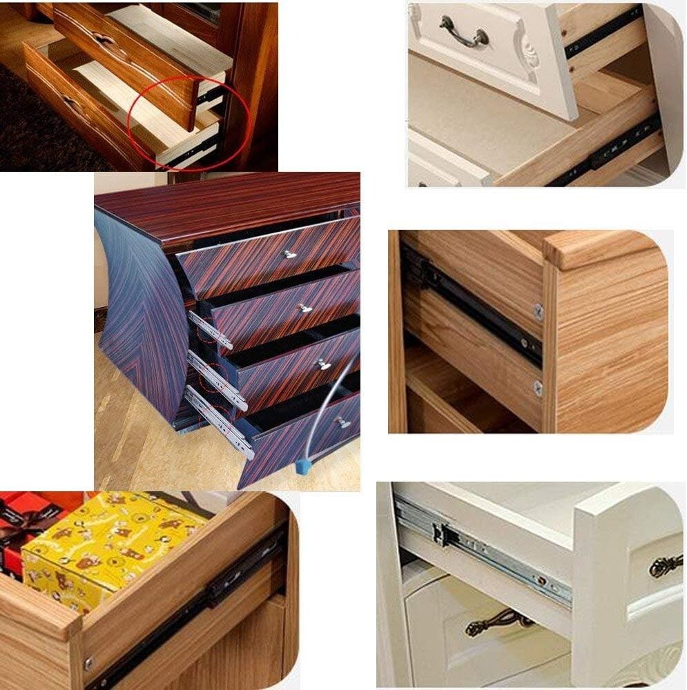 4-Pair Full Extension Ball Bearing Drawer Slides - 16 Inch, 100 lbs Capacity