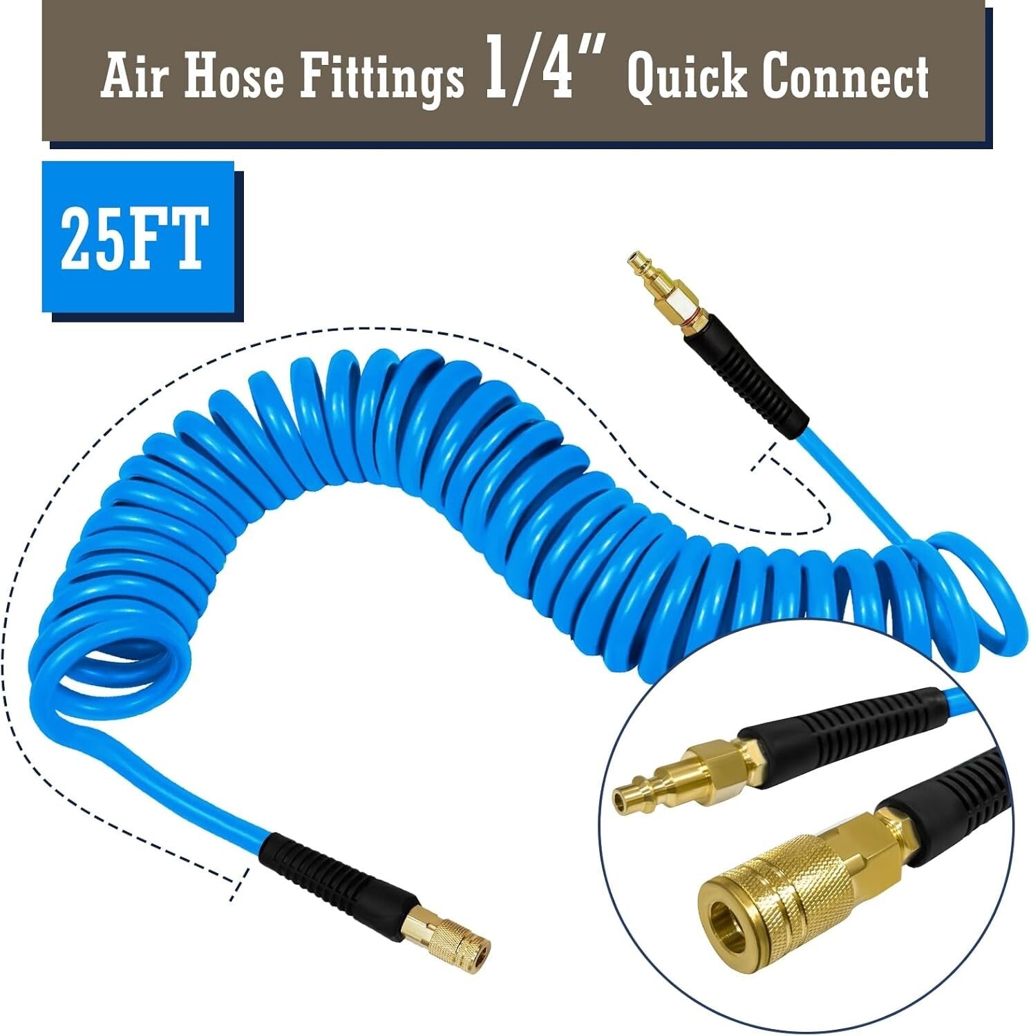 Versatile 25 ft Polyurethane Air Compressor Hose - Quick Connect & High Pressure