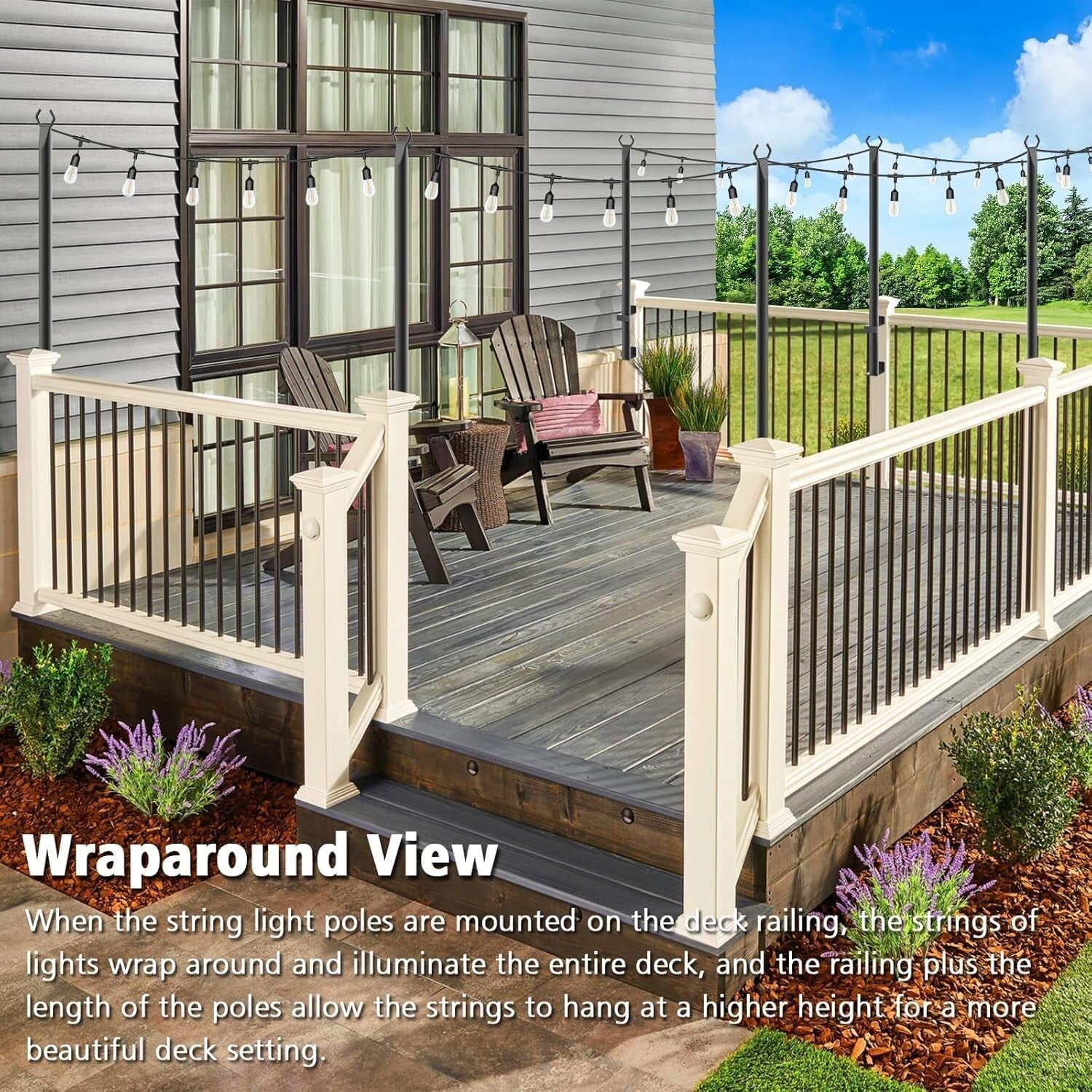 Waterproof 5Ft String Light Poles - Ideal for Christmas and Halloween Decor