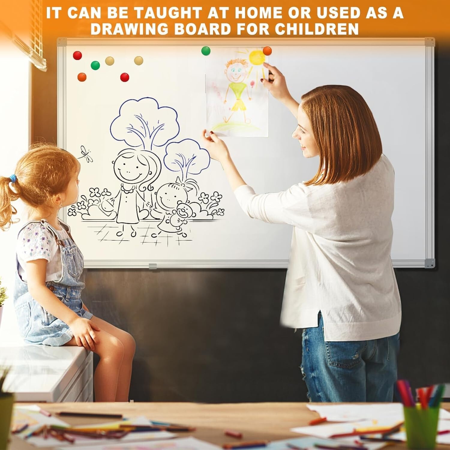 72"x40" Magnetic Dry Erase Board - Wall-Mounted Aluminum Presentation Tool