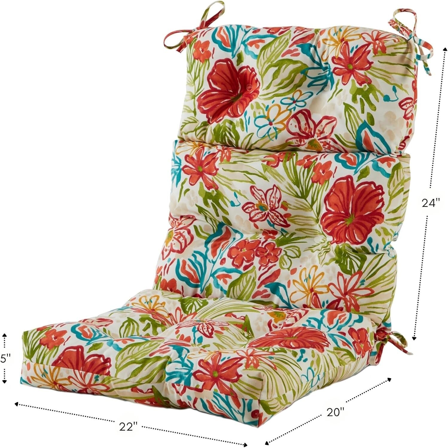 Garden Floral High Back Chair Cushion Set, 2 Pieces - Fade & Stain Resistant