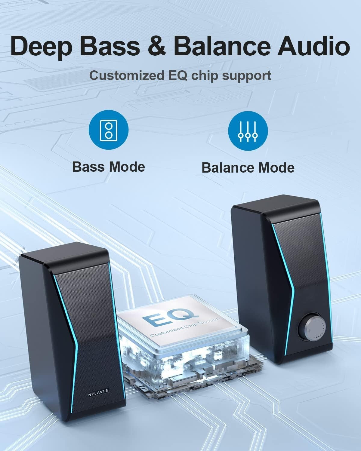 4-Unit Bluetooth HiFi Speakers with Rich Bass Diaphragms & Colorful RGB Lights