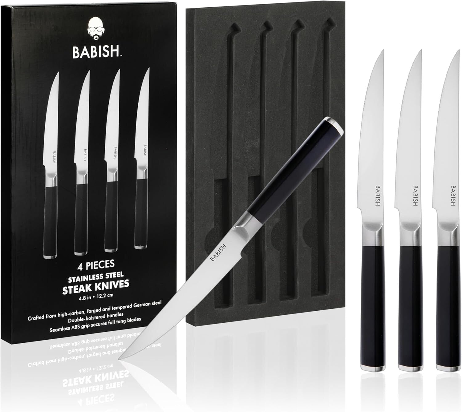 4-Piece High-Carbon German Steel Kitchen Steak Knife Set - Ultimate Precision