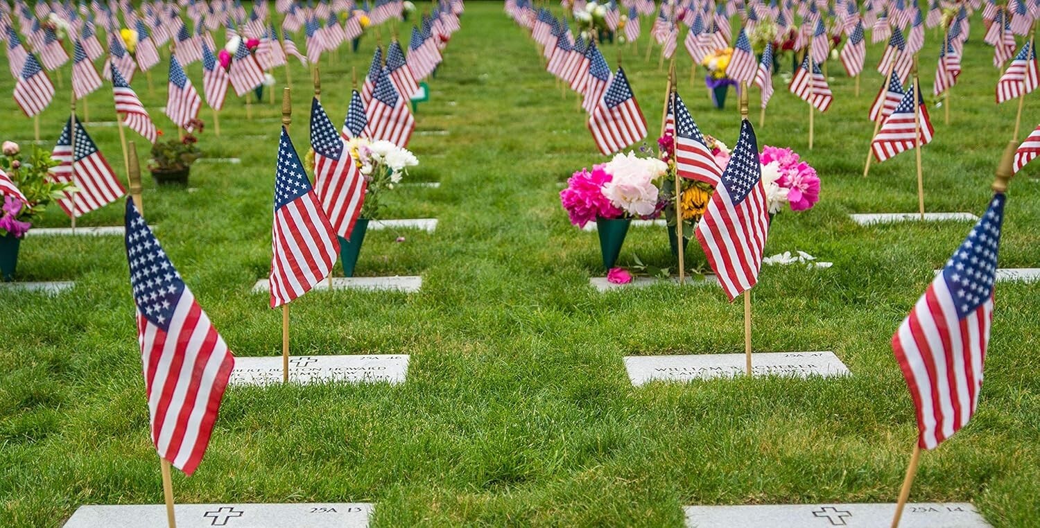 Durable Cotton American Flags on 30-Inch Dowels - Perfect for Memorials & Events