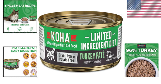 Grain-Free Turkey Pate Cat Food - Limited Ingredient Diet for Sensitive Stomachs