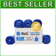Load image into Gallery viewer, Durable 13 Gallon Blue Recycling Trash Bags | 300 Count - Leak Proof Design