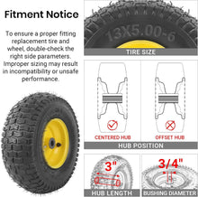 Load image into Gallery viewer, Heavy-Duty Tubeless Lawn Mower Tire &amp; Wheel Assembly 2-Pack - 13" Diameter