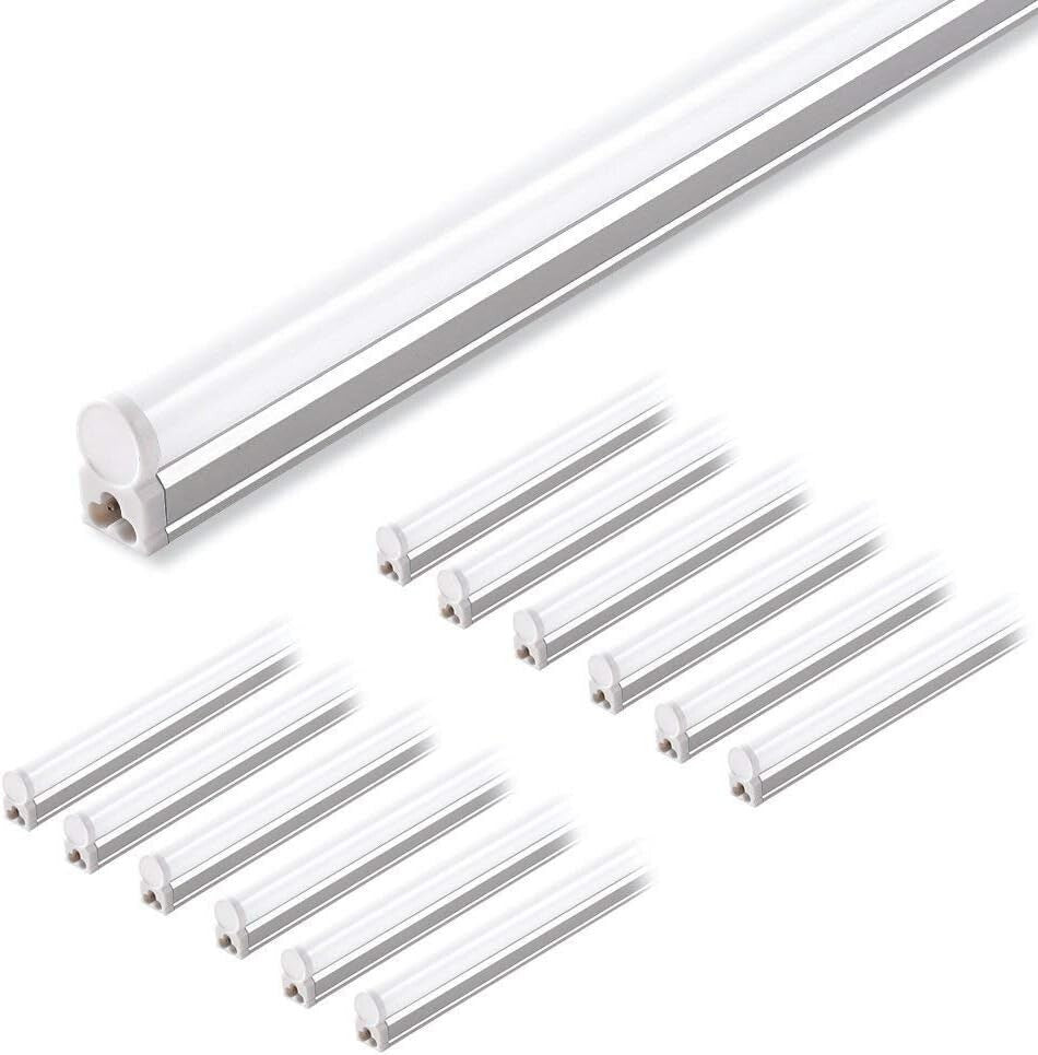 Energy-Efficient 12-Pack 4FT T5 LED Shop Lights - 20W, Indoor Use, 2200lm