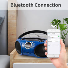Load image into Gallery viewer, Stylish Starlight Blue CD Boombox with Wireless Bluetooth and Headphone Jack