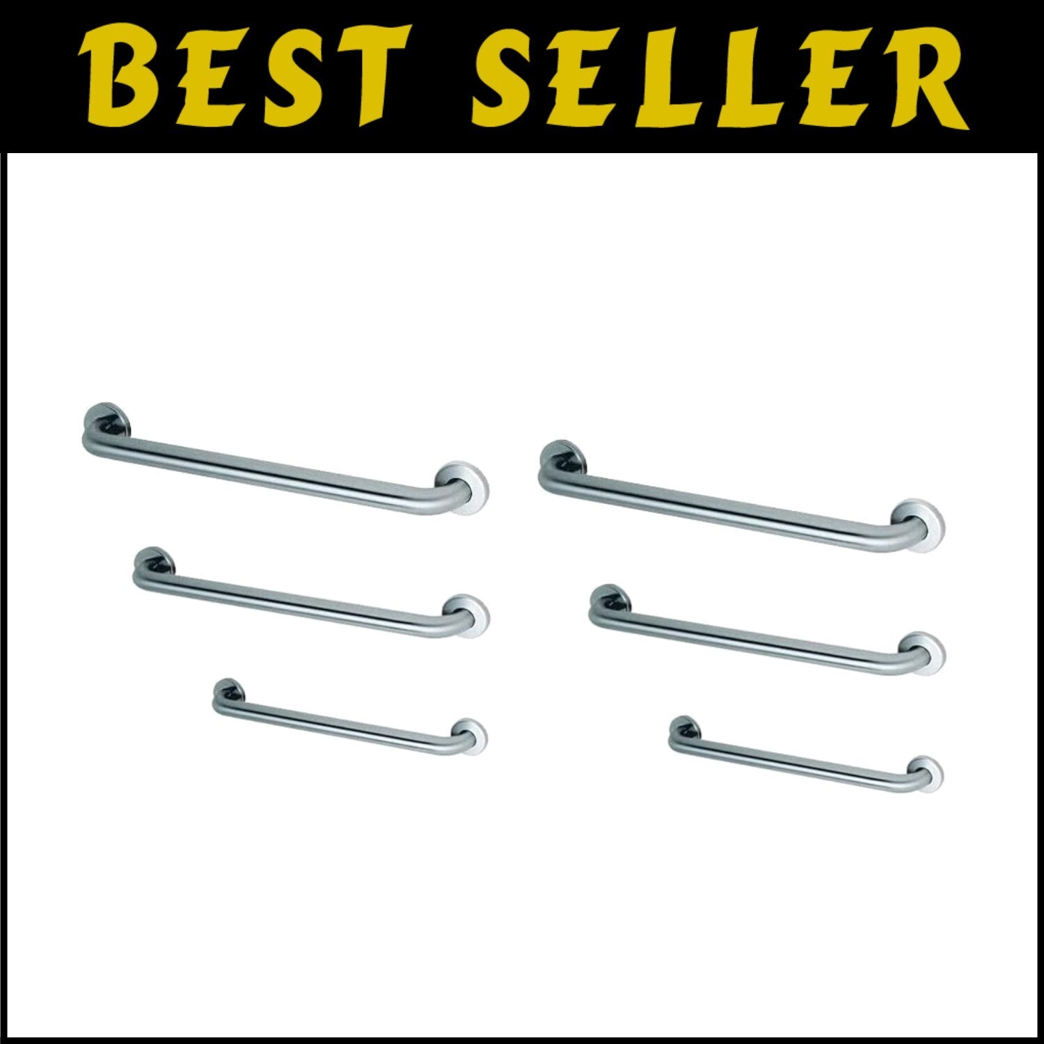 Easy to Install ADA Grab Bar Bundle - Stainless Steel & 1.5" Diameter, 6 Pack
