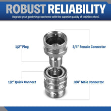 Load image into Gallery viewer, 304 Stainless Steel Quick Connect Garden Hose Fittings Set - One Hand Operation