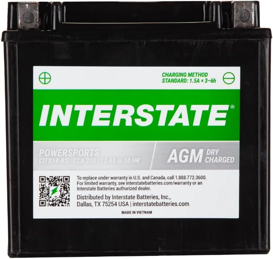 Maintenance-Free Powersport AGM Battery - Easy Install for Motorcycles & UTVs