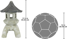 Load image into Gallery viewer, Handcast Vintage Style Pagoda Lantern - 11'' Wide, Freestanding Garden Accent