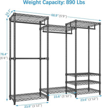 Load image into Gallery viewer, 890lb Load Portable Closet Organizer - 4 Hang Rods &amp; 8 Shelves, Adjustable