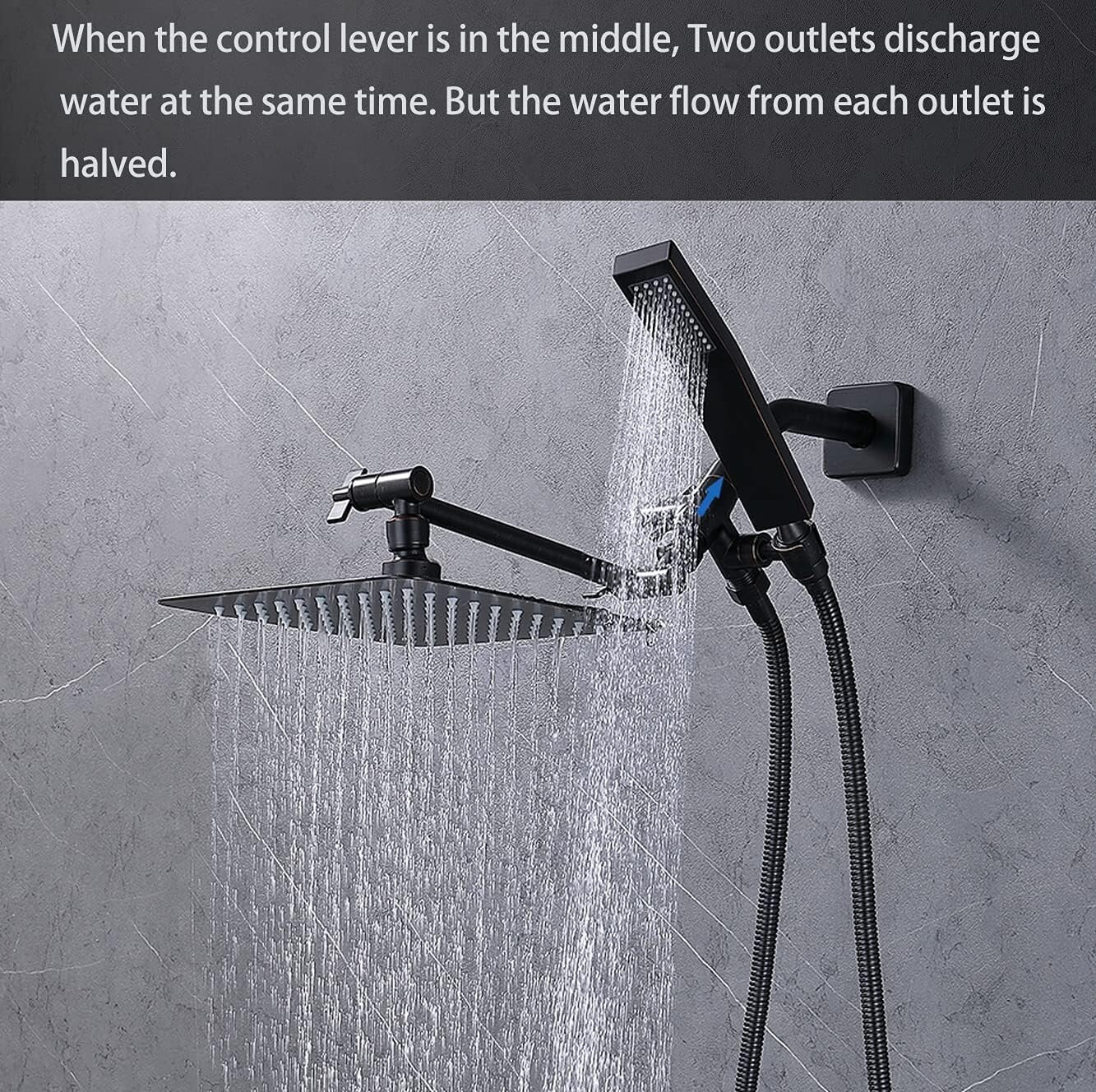 Elegant Oil Rubbed Bronze 3-Way Shower Arm Diverter with Solid Metal Holder