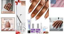 Load image into Gallery viewer, Elegant Brown Almond French Tip Press On Nails Kit - Easy DIY Nail Art