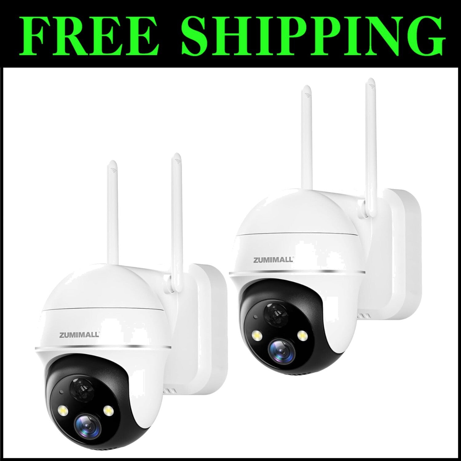 2-Pack Battery Powered 3MP Outdoor Cameras - Front Door & Garage Security
