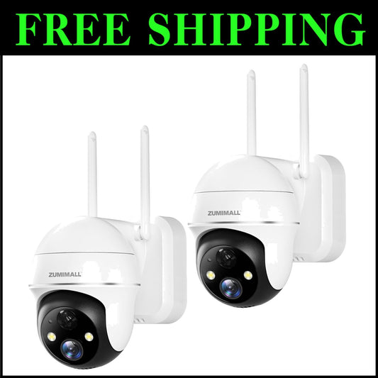 2-Pack Battery Powered 3MP Outdoor Cameras - Front Door & Garage Security