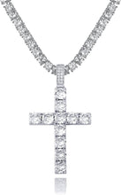 Load image into Gallery viewer, 14K Silver Plated Cross Necklace with Durable Stainless Steel Chain - Gift Ready