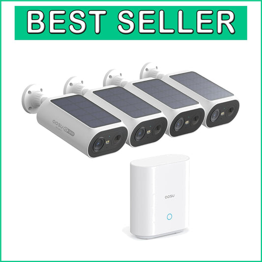 DIY Wireless Solar Security Cameras - 4 Cam Set with Color Night Vision & Alerts