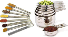 Load image into Gallery viewer, Long Handle Measuring Cups &amp; Spoons Set - 304 Stainless Steel, Dishwasher Safe