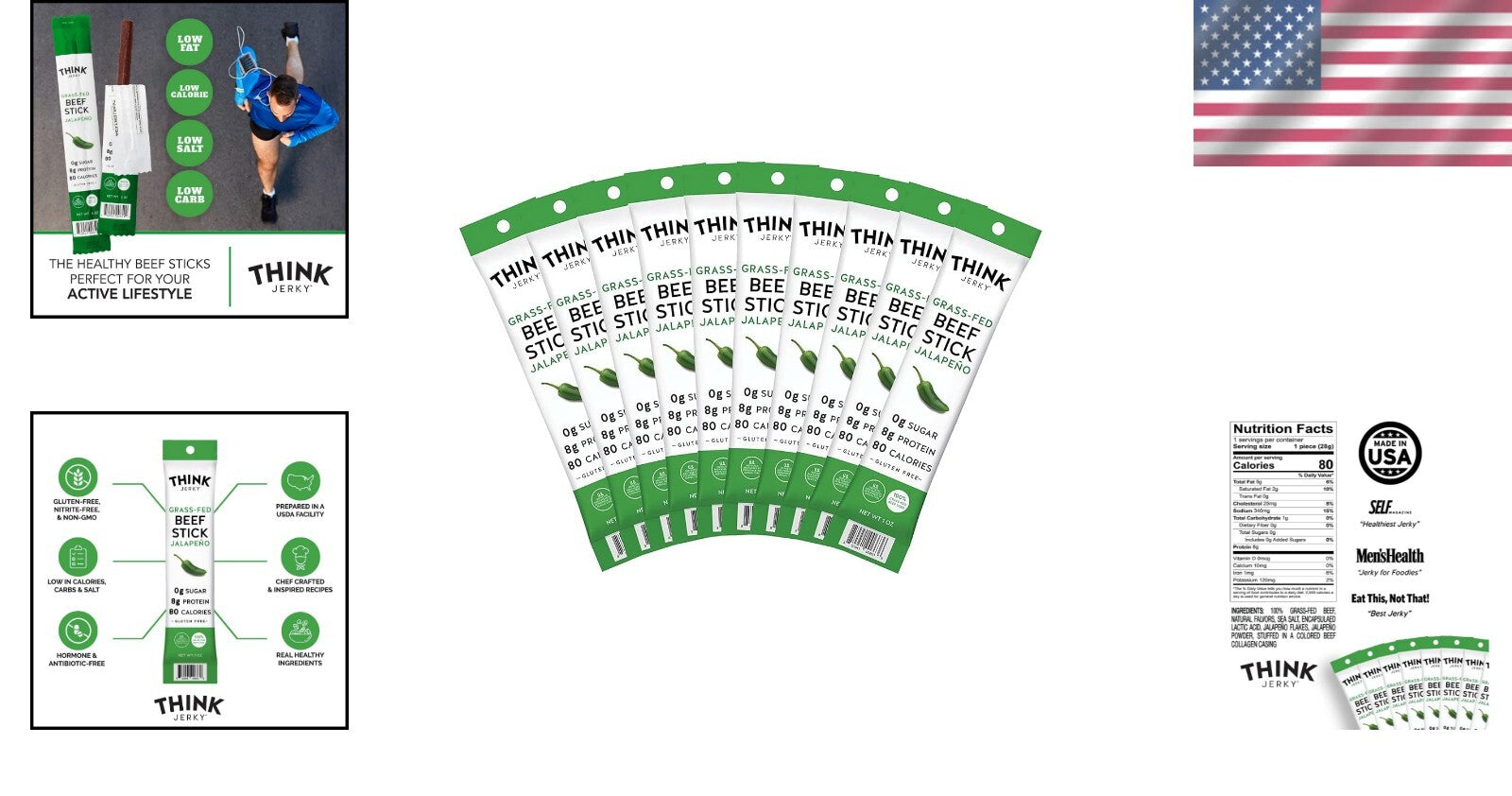 Chef-Crafted Jalapeno Beef Sticks - 10 Packs of Sugar-Free, Keto-Friendly Snacks