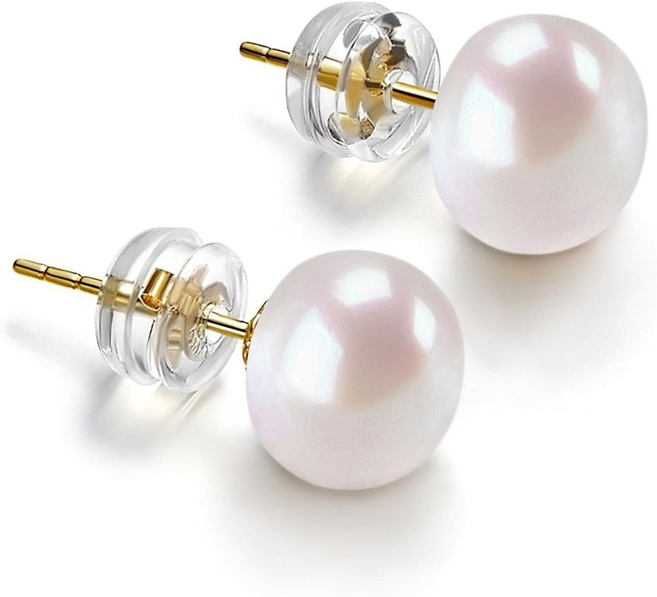 Elegant 14K Yellow Gold Pearl Stud Earrings - Handpicked Freshwater Perfection