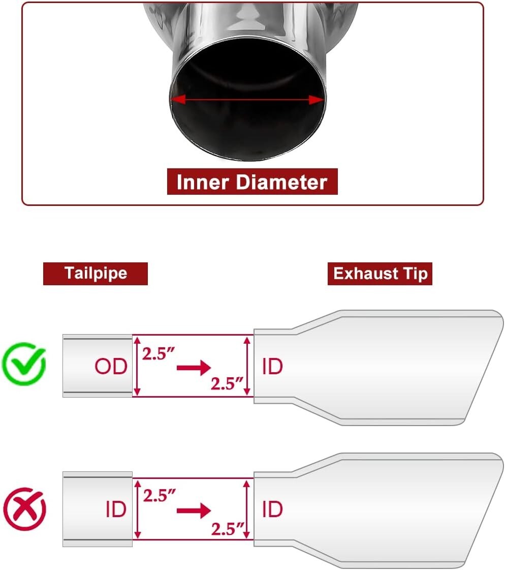 Pack of 2 Blue Burnt 304 Stainless Steel Exhaust Tips - 2.5" Inlet, 3.5" Outlet